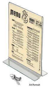 T-Typ doppelseitiger Tischständer aus Plexiglas - Größe A4 im Hochformat